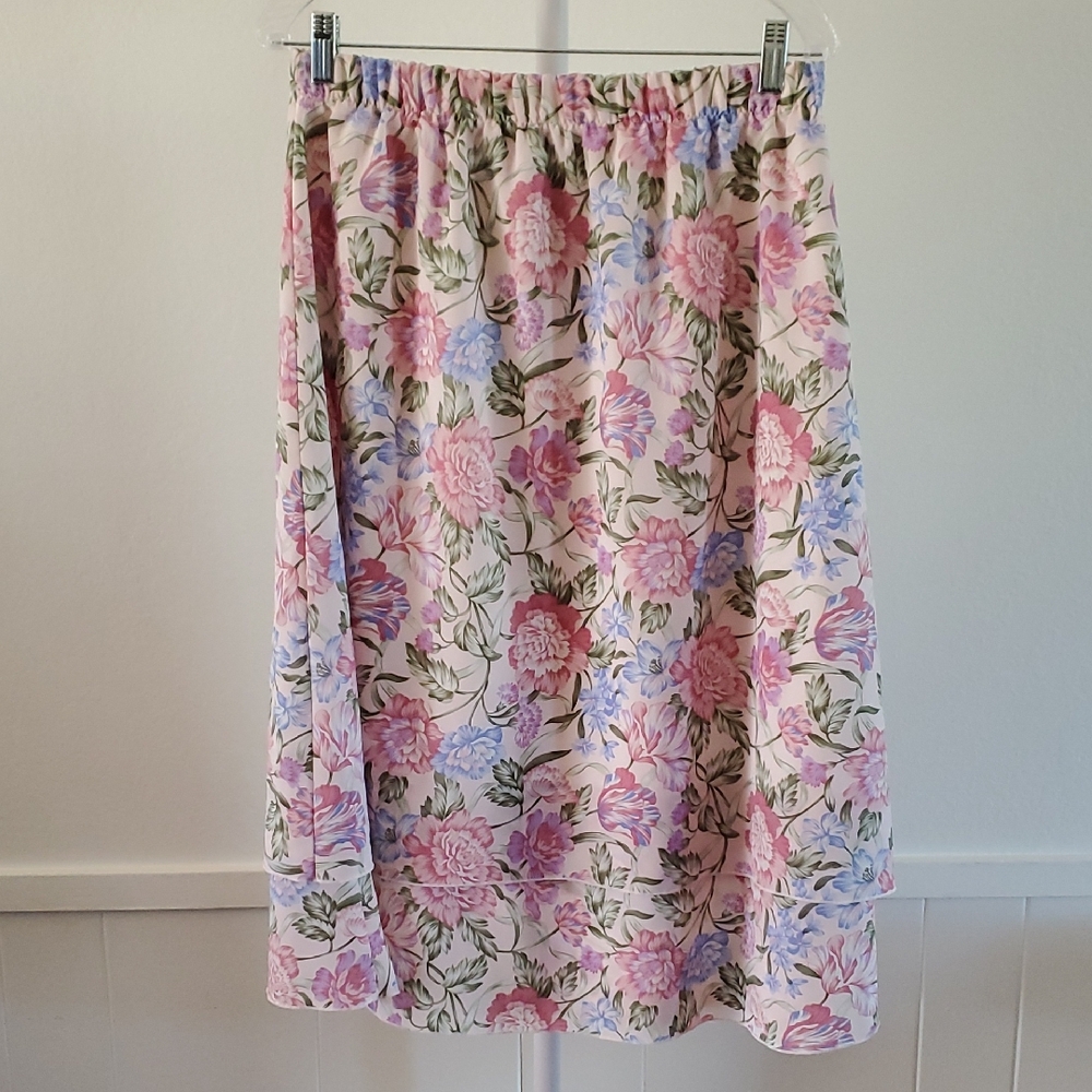 Bon Worth Womens A-Line Skirt Large Floral
